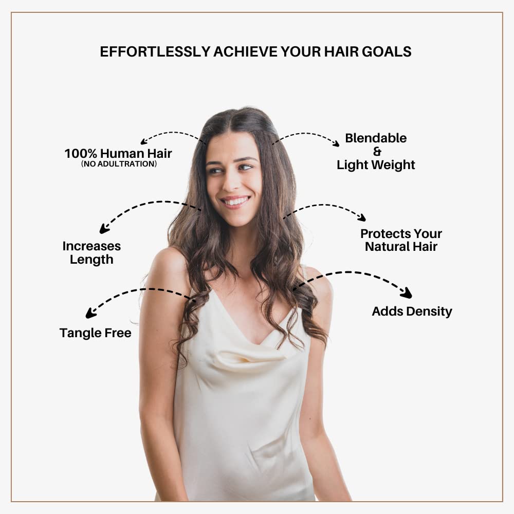 Hair Originals 100% Natural Human Hair Clip In Color Streaks (12 Inches, Single Clip, Natural Black) - Image 3