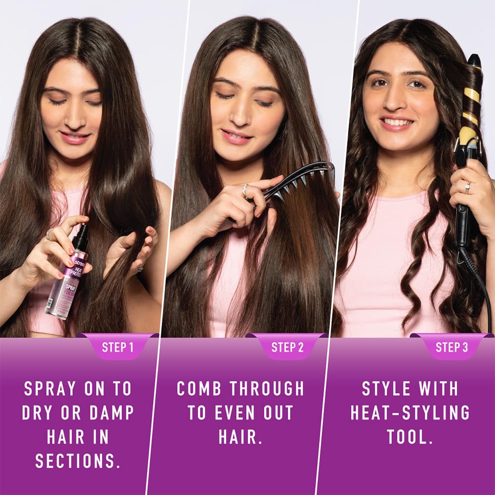 Streax Heat Protectant Spray for Hair - 100 ml, Hair Styling Spray for Women & Men I Heat Protection Spray from heat|Heat protection serum|Protection upto 250°C & 2X Less Hair Breakage - Image 3