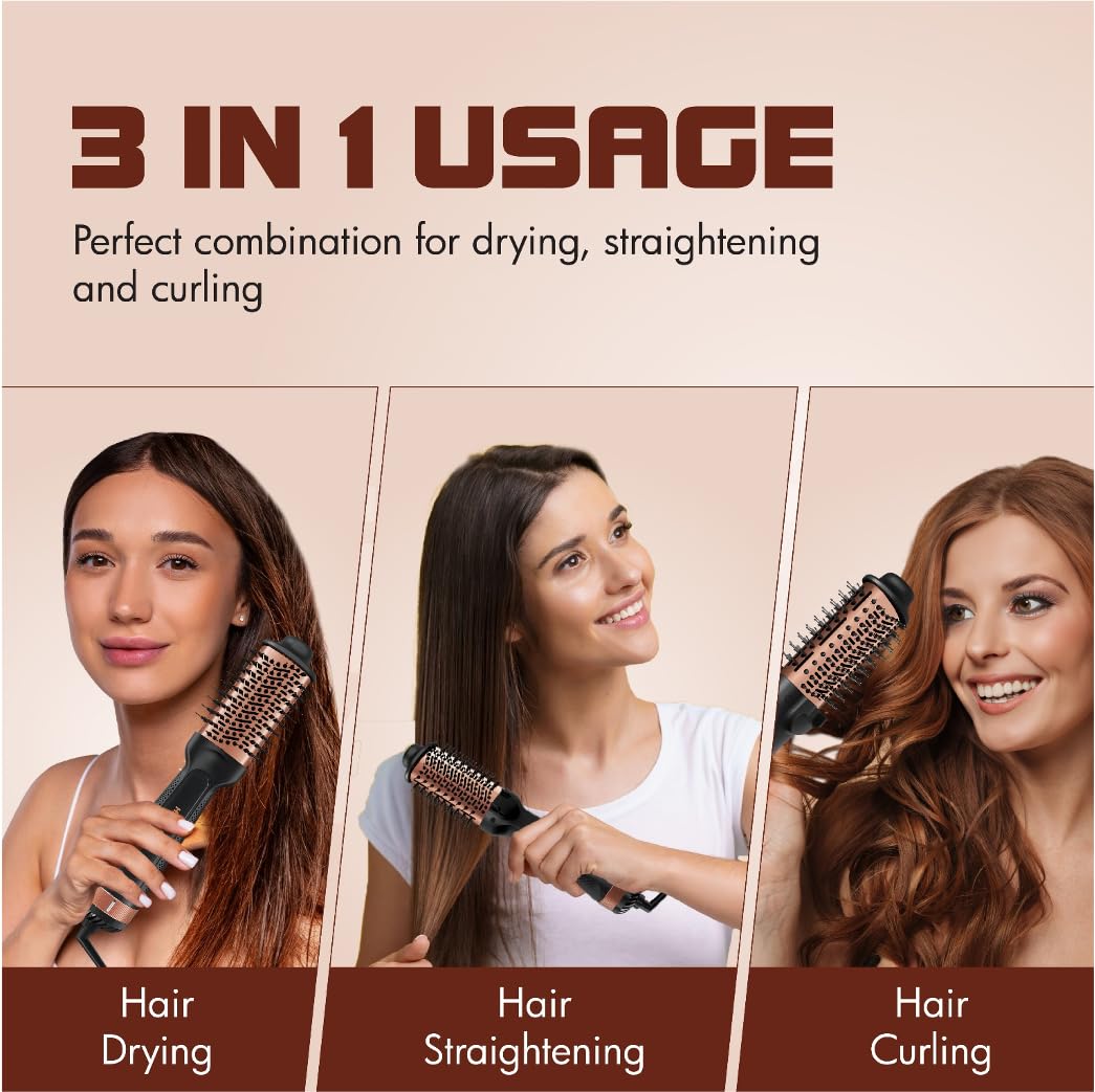 Havells HD4081 Professional Volumizer Hair Dryer, KeraNourish Ceramic Coating Brush Head, 1200 Watts, Ionic Care, Nylon Bristles,Cool Tip with Stand Support - Image 3